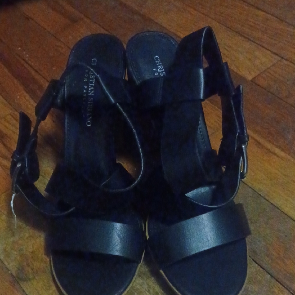 Payless Black Minimalist Sandals with Wide Straps